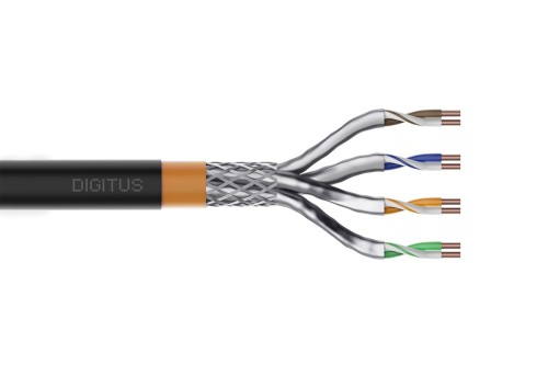 Digitus Kabel instalacyjny zewnętrzny suchy kat.7, S/FTP, AWG 23/1, PE, 1000m, czarny, szpula