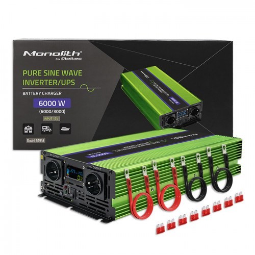 Qoltec Monolith adapter zasilający/ inwentor Automatyczna 6000 W Zielony