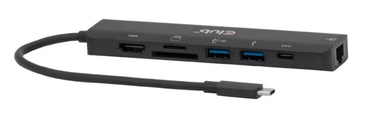 CLUB3D CSV-2553 huby i koncentratory USB Type-C 5000 Mbit/s Czarny