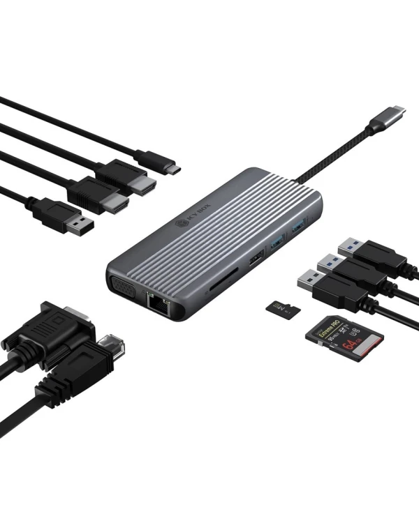 ICY BOX IB-DK4062-CPD Przewodowa USB 3.2 Gen 1 (3.1 Gen 1) Type-C Antracyt