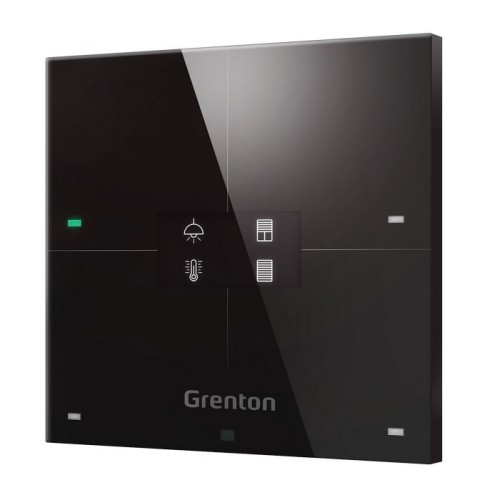 Smart panel Grenton / 4 pola dotykowe / wyświetlacz OLED / TF-Bus / czarny szklany front