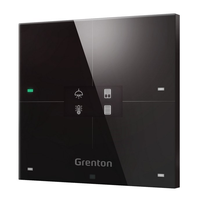 Smart panel Grenton / 4 pola dotykowe / wyświetlacz OLED / TF-Bus / czarny szklany front