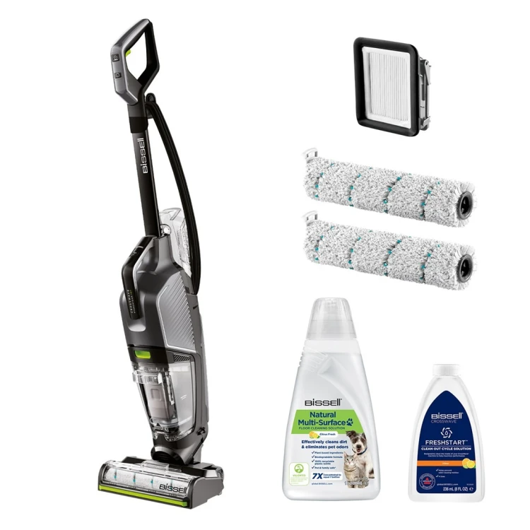 Bissell CrossWave Hydrosteam Pet Pro Odkurzacz pionowy Prąd przemienny Suchy i Mokry Bez worka 0 l 1100 W Czarny, Srebrny