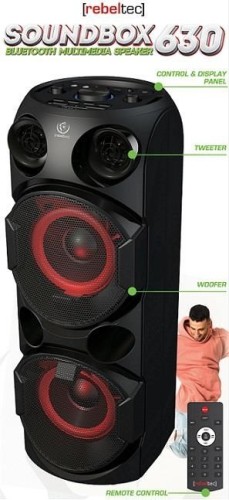 Rebeltec SoundBox 630 Przenośny głośnik Bluetooth stereo czarny, 70W RMS