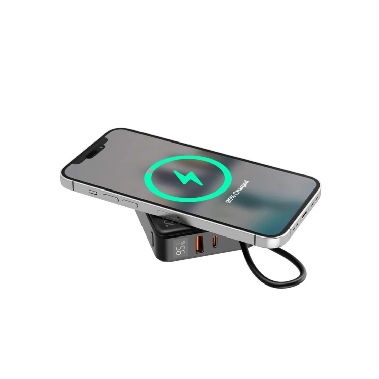 GEMBIRD POWERBANK 10000 MAH, SZYBKIE ŁADOWANIE 20 W, ŁADOWANIE BEZPRZEWODOWE CZARNY