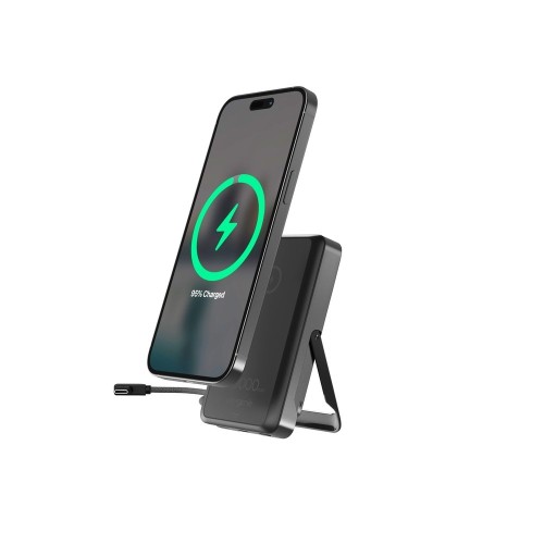 GEMBIRD BEZPRZEWODOWY POWERBANK MAGNETYCZNY 15 W ZE ZINTEGROWANĄ PODSTAWKĄ 10000 MAH, CZARNY