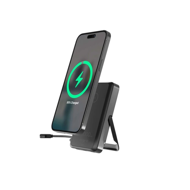 GEMBIRD BEZPRZEWODOWY POWERBANK MAGNETYCZNY 15 W ZE ZINTEGROWANĄ PODSTAWKĄ 10000 MAH, CZARNY