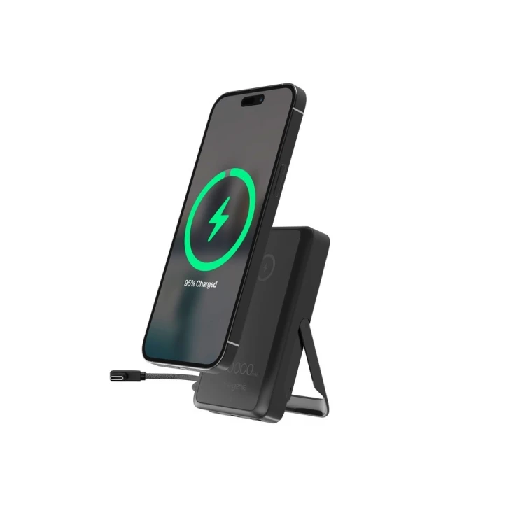 GEMBIRD BEZPRZEWODOWY POWERBANK MAGNETYCZNY 15 W ZE ZINTEGROWANĄ PODSTAWKĄ 10000 MAH, CZARNY