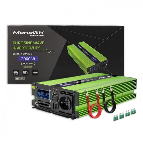 Qoltec Monolith adapter zasilający/ inwentor Automatyczna 2000 W Zielony