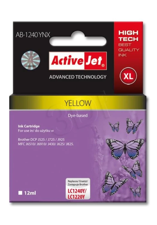 Activejet AB-1240YNX Tusz (zamiennik Brother LC1240Y/1220Y; Supreme; 12 ml; żółty)