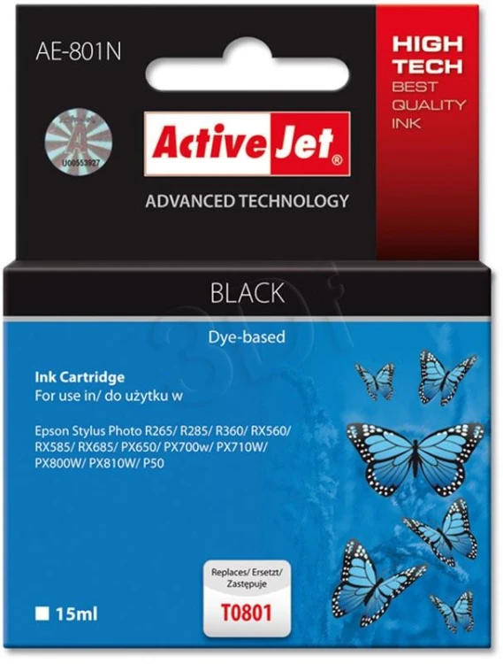 Activejet AE-801N Tusz (zamiennik Epson T0801; Supreme; 15 ml; czarny)