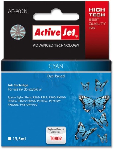 Activejet AE-802N Tusz (zamiennik Epson T0802; Supreme; 13.5 ml; niebieski)
