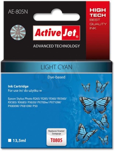 Activejet AE-805N Tusz (zamiennik Epson T0805; Supreme; 13,5 ml; jasny niebieski)