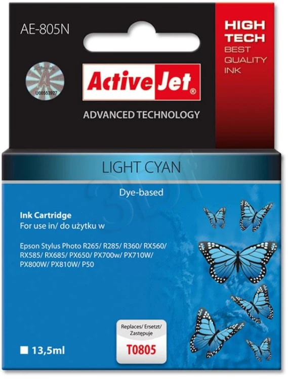 Activejet AE-805N Tusz (zamiennik Epson T0805; Supreme; 13,5 ml; jasny niebieski)