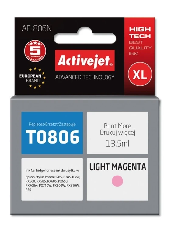 Activejet AE-806N Tusz (zamiennik Epson T0806; Supreme; 13,5 ml; jasny czerwony)