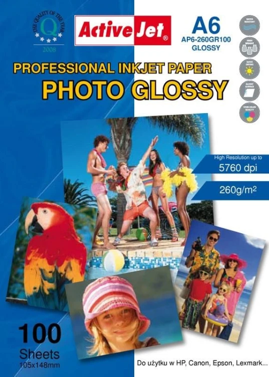 Activejet AP6-260GR100 Papier fotograficzny błyszczący 10x15 (A6; 100 szt.)