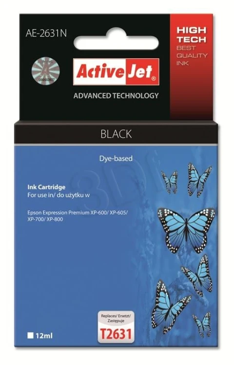 Activejet AE-2631N Tusz (zamiennik Epson 26 T2631; Supreme; 12 ml; czarny)