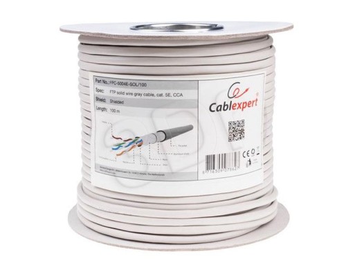 Kabel sieciowy GEMBIRD FPC-5004E-SOL/100 (F/FTP; 100m; kat. 5e; kolor szary)