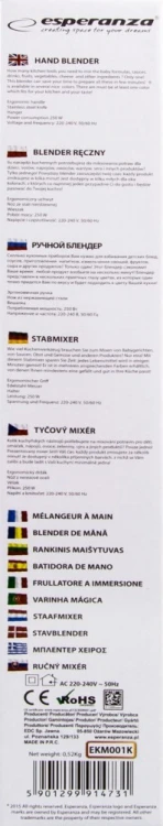 Blender ręczny Esperanza Frappe EKM001K (250W; kolor czarny)