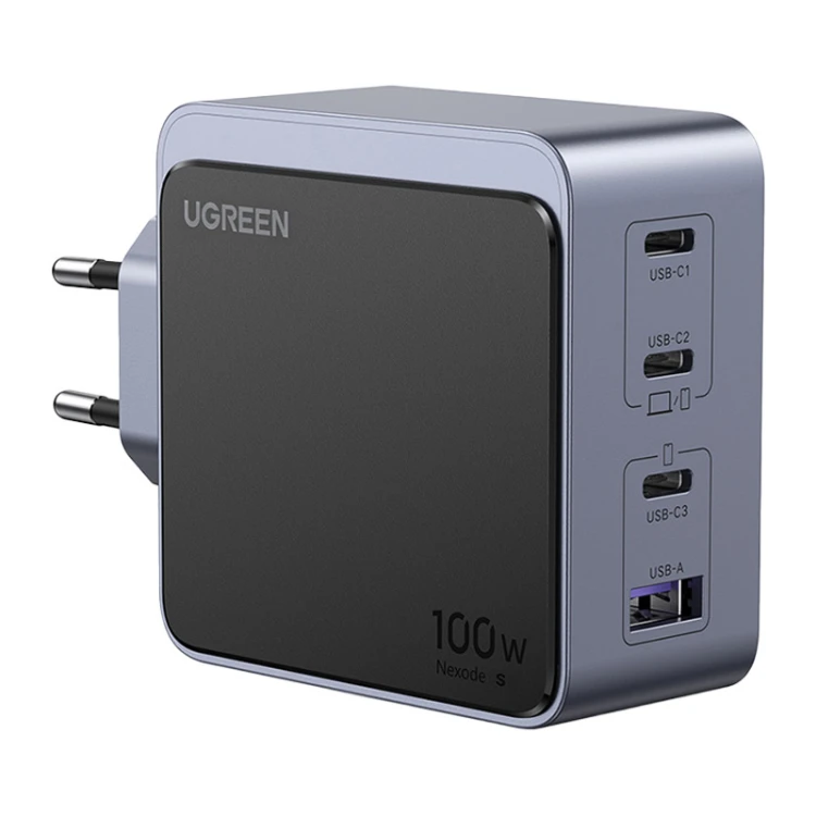 Ładowarka sieciowa UGREEN Nexode S 100W 3xUSB-C USB (szara)
