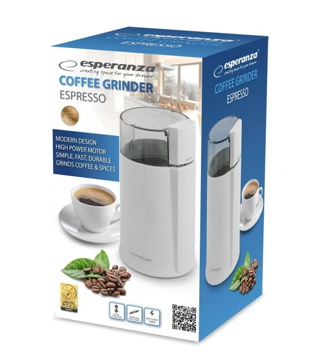 Młynek do kawy Esperanza Espresso EKC001W (160W; udarowy; kolor biały)