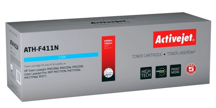 Activejet ATH-F411N Toner (zamiennik HP 410A CF411A; Canon CRG 046 C 1249C002; Supreme; 2300 stron; niebieski)