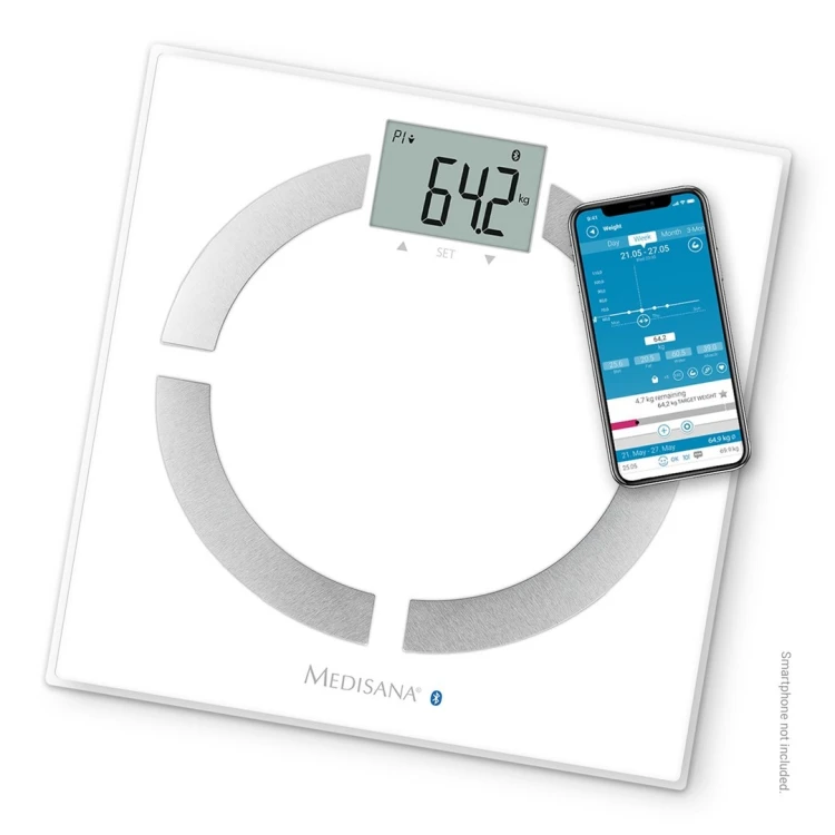 Waga analityczna Connect Medisana BS 444 do 8 użytkowników | Bluetooth | biały