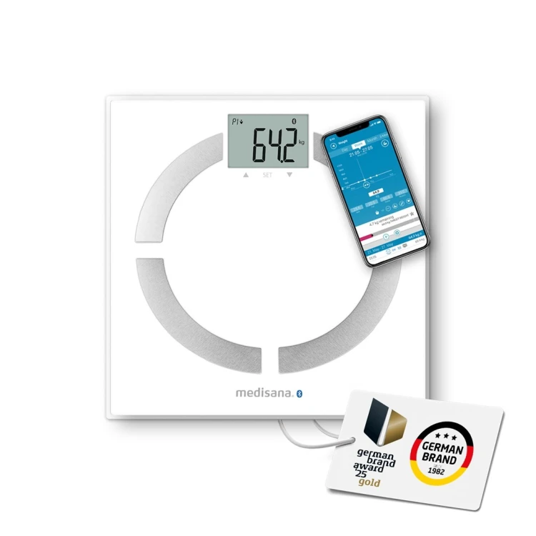 Waga analityczna Connect Medisana BS 444 do 8 użytkowników | Bluetooth | biały