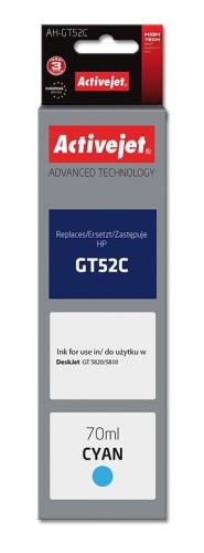 Activejet AH-GT52C Buteleczka z tuszem z atramentem (zamiennik HP GT52C M0H54AE; Supreme; 70 ml; 8000 stron, niebieski)