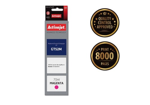 Activejet AH-GT52M Buteleczka z tuszem z atramentem (zamiennik HP GT52M M0H55AE; Supreme; 70 ml; 8000 stron, czerwony)