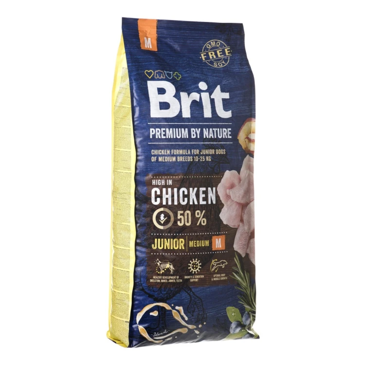 BRIT PREMIUM BY NATURE Junior M - sucha karma dla szczeniąt średnich ras - 15 kg