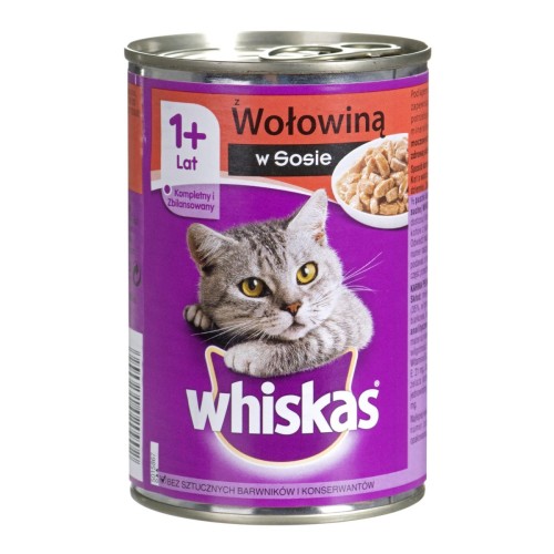 WHISKAS Adult Wołowina w sosie - mokra karma dla kota - 400 g