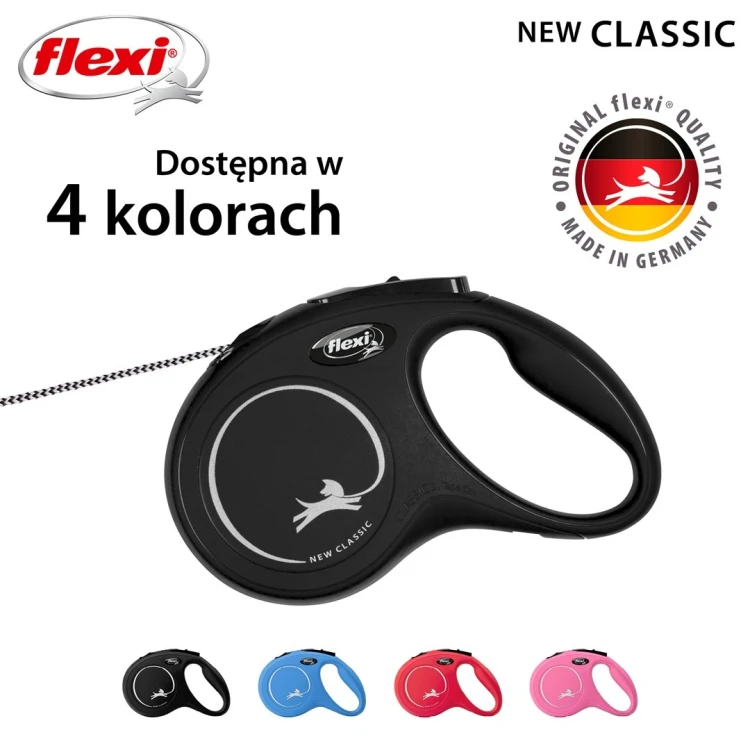 Smycz flexi automatyczna New Classic S linka 5 m - dla psa do 12 kg, kolor czarny