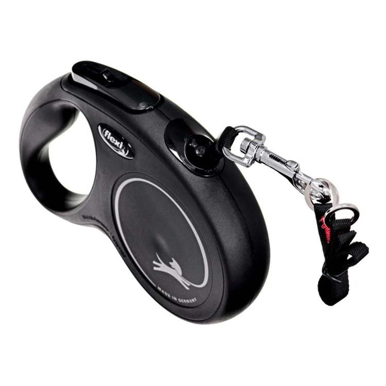Smycz flexi automatyczna New Classic M taśma 5 m - dla psów do 25 kg, kolor czarny