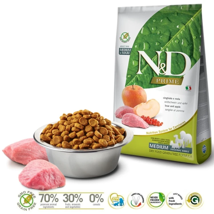 FARMINA N&D Prime Wild Boar & Apple Adult Medium & Maxi - sucha karma dla psa - 12kg