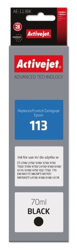 Activejet AE-113Bk Buteleczka z tuszem z atramentem (zamiennik Epson 113 C13T06B140; Supreme; 70ml; czarny)