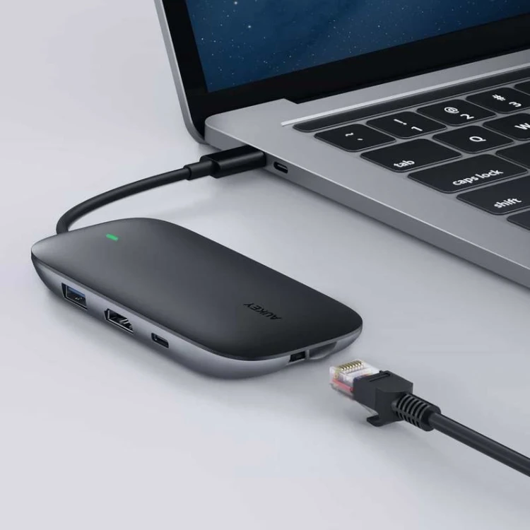 AUKEY HUB USB C CB-C71 8W1 RJ45 HDMI 4K PD 100W