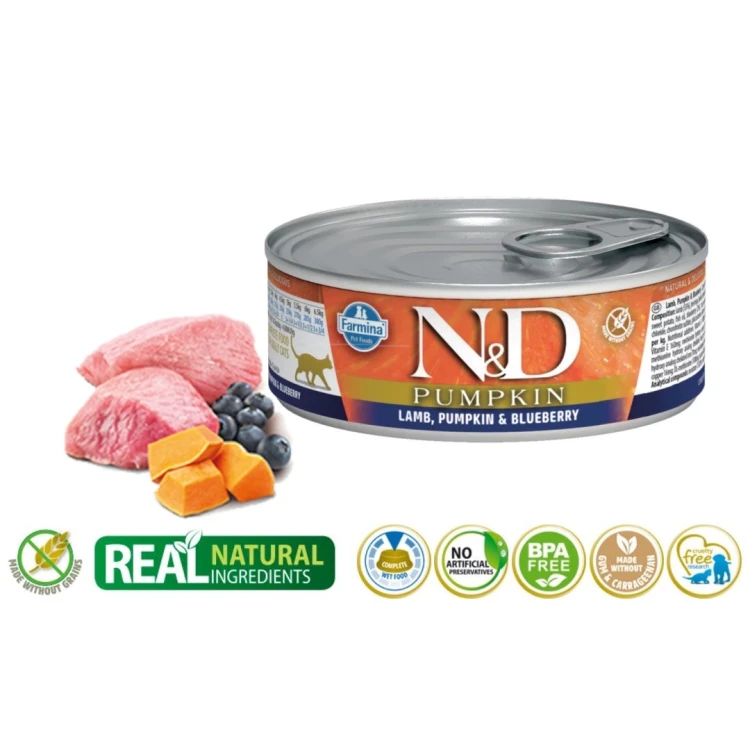 FARMINA N&D Pumpkin Lamb, Pumpkin & Blueberry - mokra karma dla kota - 70 g