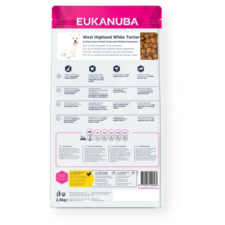 EUKANUBA Adult West Highland White Terrier - sucha karma dla psa  - 2,5 kg