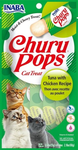 INABA Churu Pops Tuńczyk z kurczakiem - przysmak dla kota - 4x15 g