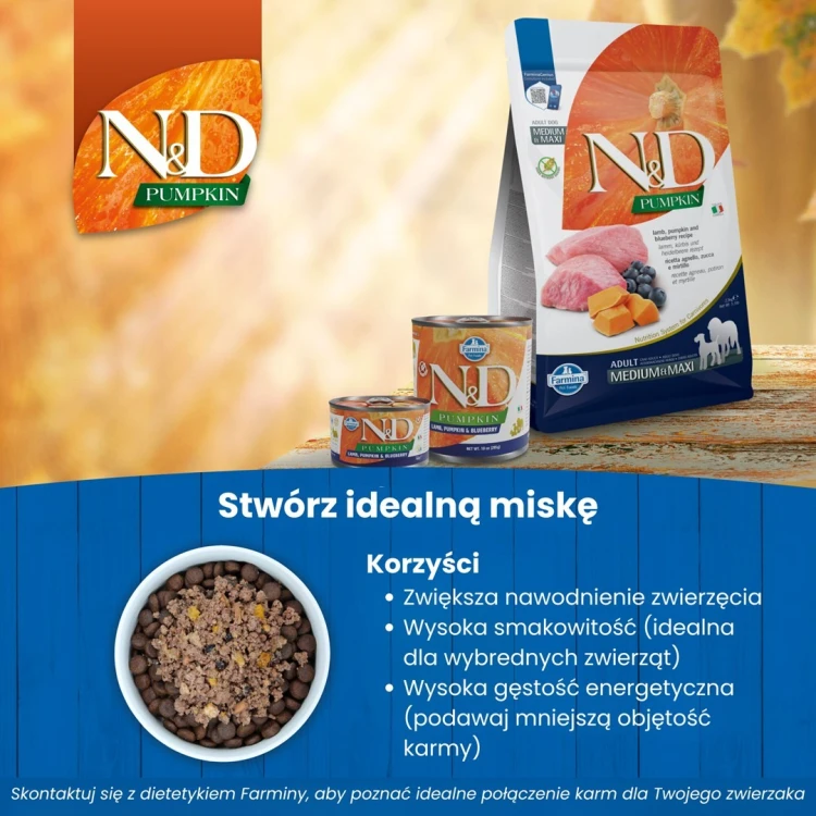 FARMINA N&D Dog Lamb, Pumpkin, Blueberry Adult - mokra karma dla psa - 285g