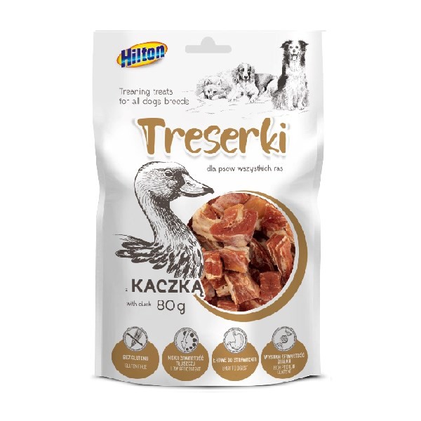 HILTON Treserki mięsne z kaczki - przysmak dla psa - 80 g