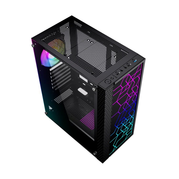 GEMBIRD OBUDOWA FORNAX 2500 MIDI-TOWER (1X USB 3.0, 2X USB 2.0, HD AUDIO, SZKLANY PANEL BOCZNY) CZARNA