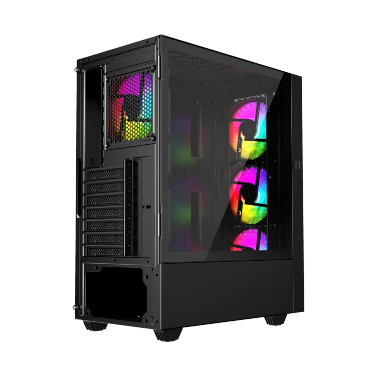 GEMBIRD OBUDOWA FORNAX 4000 MIDI-TOWER (2X USB 3.0, 1X USB 2.0, HD AUDIO, SZKLANY PANEL BOCZNY, PODŚWIETLENIE ARGB) CZARNA