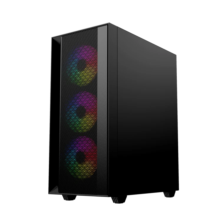 GEMBIRD OBUDOWA FORNAX 4000 MIDI-TOWER (2X USB 3.0, 1X USB 2.0, HD AUDIO, SZKLANY PANEL BOCZNY, PODŚWIETLENIE ARGB) CZARNA