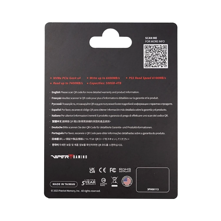 SSD Patriot Viper VP4300L M.2 PCI-Ex4 NVMe 4TB