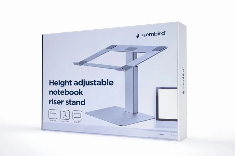 GEMBIRD PODSTAWKA POD NOTEBOOKA Z REGULACJĄ WYSOKOŚCI 15,6, SREBRNA