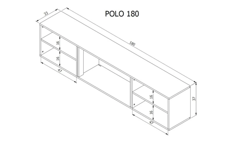 Szafka RTV POLO 180x33x39 biały + kominek czarny