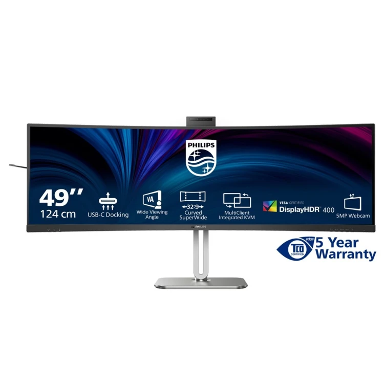 Philips 5000 series 49B2U5900CH/00 monitor komputerowy 124 cm (48.8") 5120 x 1440 px Dual QHD LCD Czarny