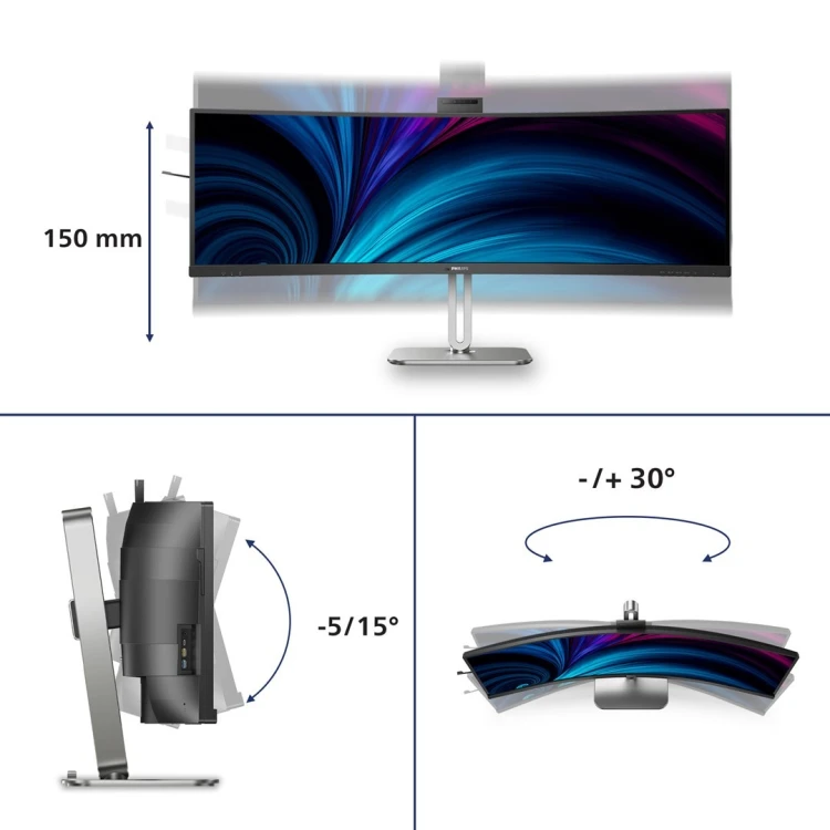 Philips 5000 series 49B2U5900CH/00 monitor komputerowy 124 cm (48.8") 5120 x 1440 px Dual QHD LCD Czarny